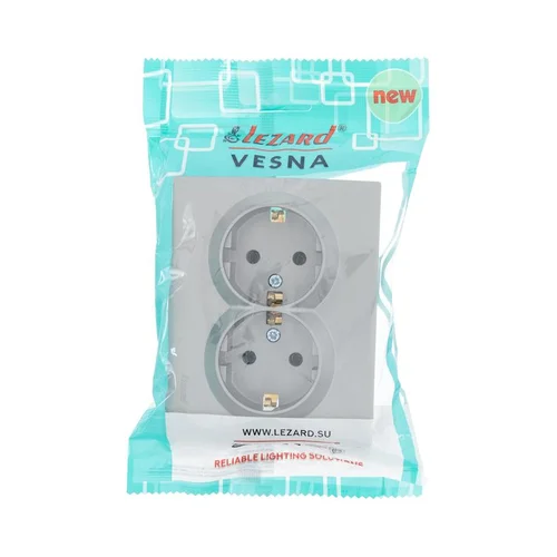 Розетка 2-м СП VESNA с заземл. ПБТ платина LEZARD 742-3500-127B Розетка 2-м СП VESNA с заземл. ПБТ платина LEZARD 742-3500-127B