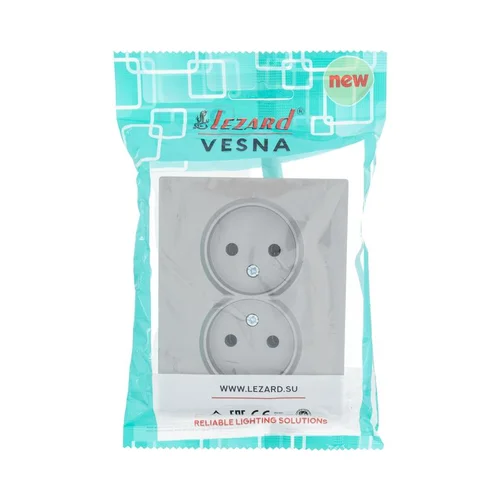 Розетка 2-м СП VESNA без заземл. ПБТ платина LEZARD 742-3500-128B