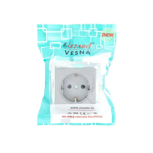 Розетка 1-м СП Vesna с заземл. ПБТ механизм платина LEZARD 742-3588-122B