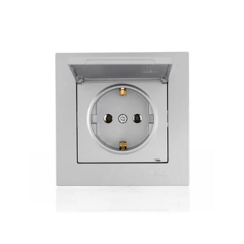 Розетка 1-м СП Vesna с заземл. с крышкой ПБТ механизм платина LEZARD 742-3588-123B