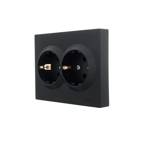 Розетка 2-м СП VESNA с заземл. ПБТ черн. бархат LEZARD 742-4200-127B Розетка 2-м СП VESNA с заземл. ПБТ черн. бархат LEZARD 742-4200-127B