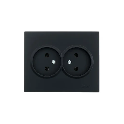 Розетка 2-м СП VESNA без заземл. ПБТ черн. бархат LEZARD 742-4200-128B