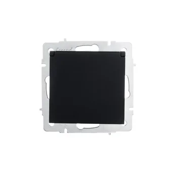 Розетка 1-м СП Vesna с заземл. с крышкой ПБТ механизм черн. бархат LEZARD 742-4288-123B