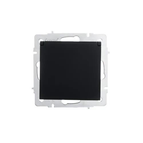 Розетка 1-м СП Vesna с заземл. с крышкой ПБТ механизм черн. бархат LEZARD 742-4288-123B