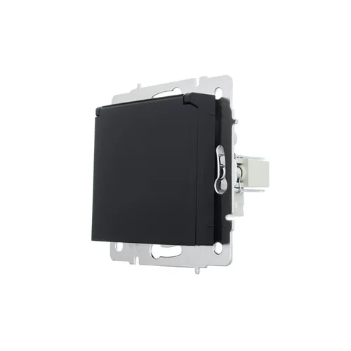 Розетка 1-м СП Vesna с заземл. с крышкой ПБТ механизм черн. бархат LEZARD 742-4288-123B