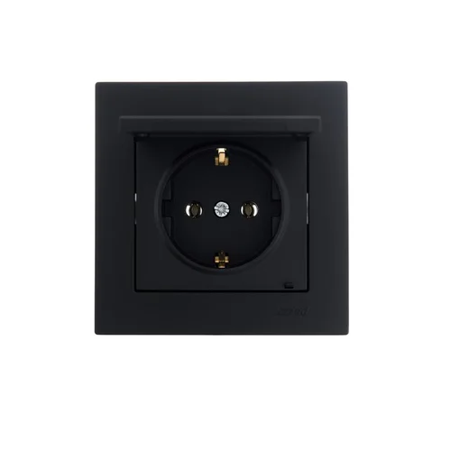 Розетка 1-м СП Vesna с заземл. с крышкой ПБТ механизм черн. бархат LEZARD 742-4288-123B