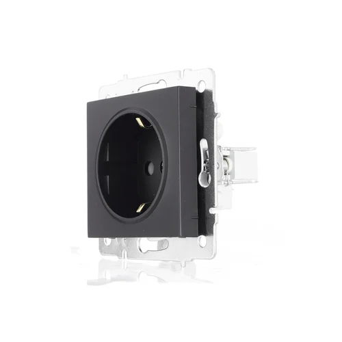 Розетка 1-м СП Vesna с заземл. защ. шторки ПБТ механизм черн. бархат LEZARD 742-4288-124B