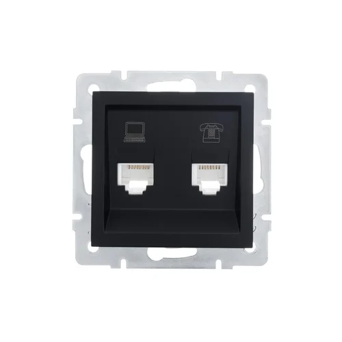 Розетка компьютерная + телефонная 1-м СП Vesna механизм черн. бархат LEZARD 742-4288-143 Розетка компьютерная + телефонная 1-м СП Vesna механизм черн. бархат LEZARD 742-4288-143