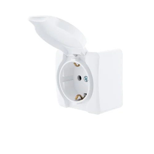 Розетка 1-м ОП Viola с заземл. с крышкой бел. LEZARD 751-0200-123