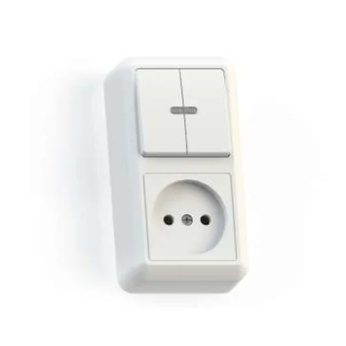 Блок комбинированный ОП БКВР-431 Оптима (2-кл. выкл. с подсветкой + розетка) бел. Кунцево 8063