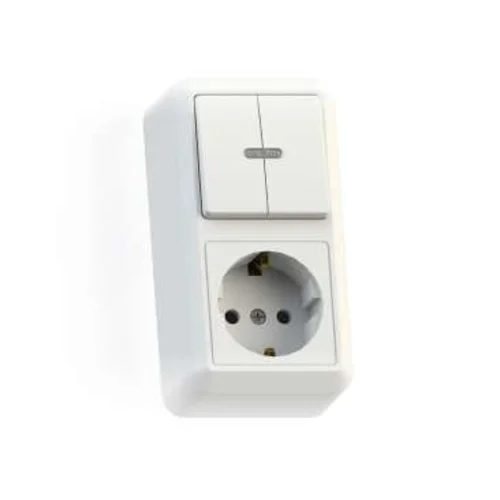 Блок комбинированный ОП БКВР-433 Оптима (2-кл. выкл. с подсветкой + розетка с заземл.) бел. Кунцево