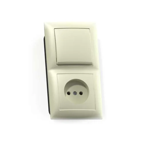 Блок СП БКВР-408 Селена (1-кл. выкл. + розетка) сл. кость Кунцево 8170