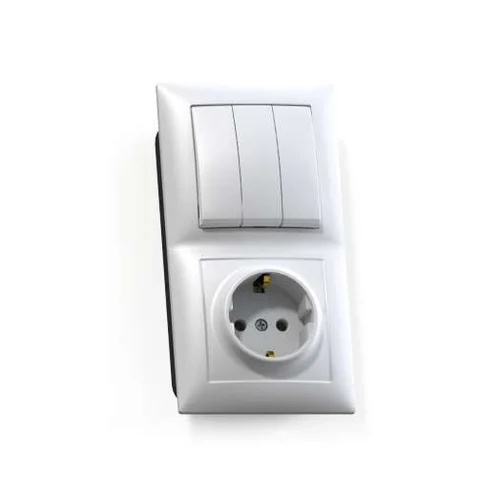 Блок СП БКВР-413 Селена (3-кл. выкл. + розетка с заземл.) бел. Кунцево 8209