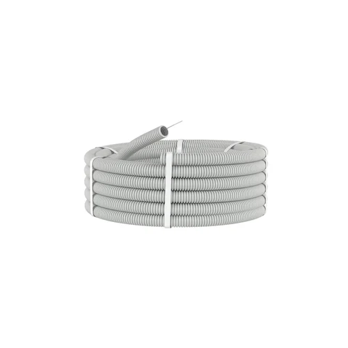 Труба гофрированная ПВХ гибкая легкая d20мм с протяжкой сер. (уп.50м) DKC 9192050