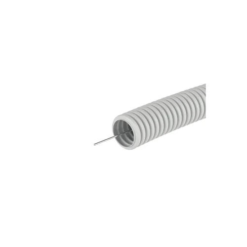 Труба гофрированная ПВХ гибкая легкая d20мм с протяжкой сер. (уп.50м) DKC 9192050