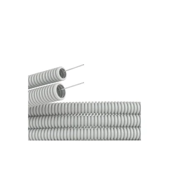 Труба гофрированная ПВХ гибкая легкая d25мм с протяжкой сер. (уп.50м) DKC 91925