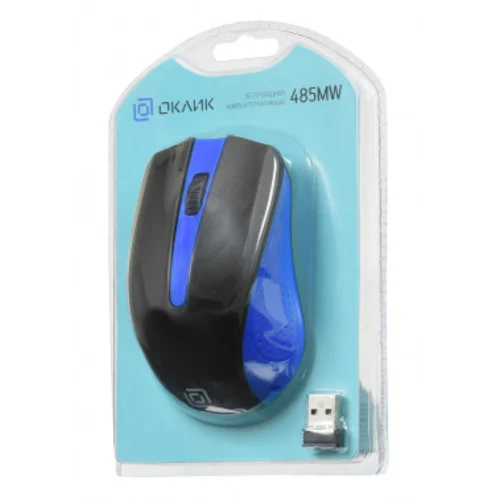 Мышь Оклик 485MW черный/синий оптическая (1000dpi) беспроводная USB для ноутбука (3but) Мышь Оклик 485MW черный/синий оптическая (1000dpi) беспроводная USB для ноутбука (3but)