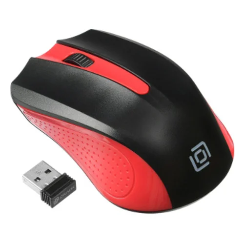 Мышь Оклик 485MW черный/красный оптическая (1600dpi) беспроводная USB для ноутбука (3but)