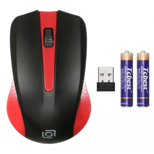 Мышь Оклик 485MW черный/красный оптическая (1600dpi) беспроводная USB для ноутбука (3but)