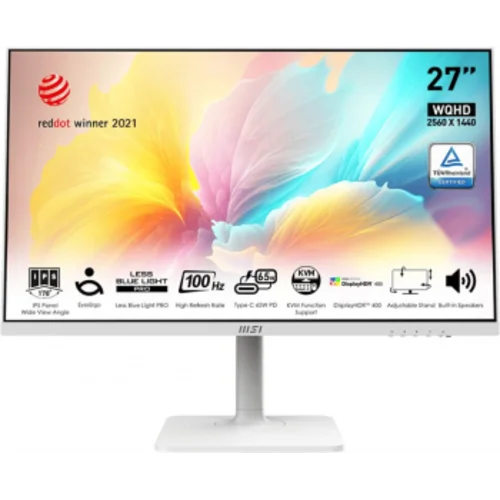 Монитор MSI 27" Modern MD272QXPW белый IPS LED 1ms 16:9 HDMI M/M матовая HAS Piv 400cd 178гр/178гр 2 Монитор MSI 27" Modern MD272QXPW белый IPS LED 1ms 16:9 HDMI M/M матовая HAS Piv 400cd 178гр/178гр 2