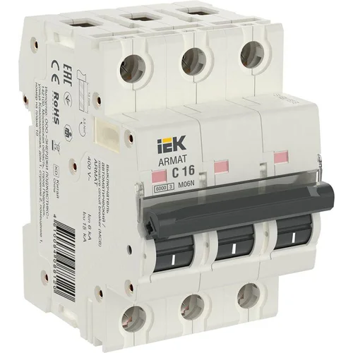Выключатель автоматический модульный 3п C 16А M06N ARMAT IEK AR-M06N-3-C016 Выключатель автоматический модульный 3п C 16А M06N ARMAT IEK AR-M06N-3-C016