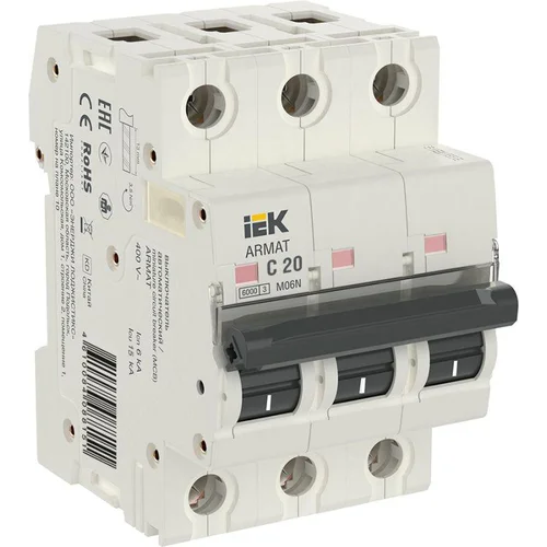 Выключатель автоматический модульный 3п C 20А M06N ARMAT IEK AR-M06N-3-C020