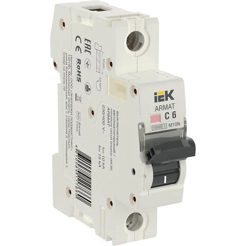 Выключатель автоматический модульный 1п C 6А M10N ARMAT IEK AR-M10N-1-C006 Выключатель автоматический модульный 1п C 6А M10N ARMAT IEK AR-M10N-1-C006