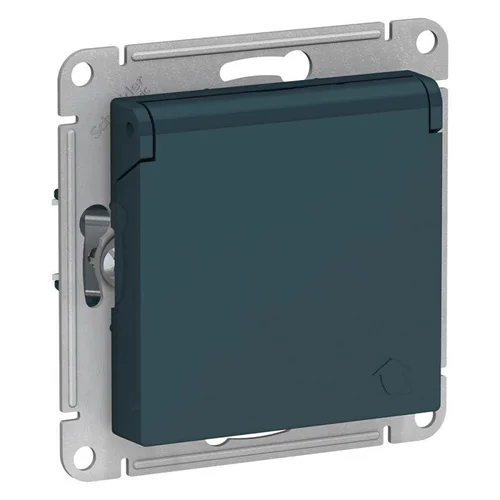 Розетка 1-м СП AtlasDesign 16А IP20 с заземл. защ. шторки с крышкой механизм изумруд SE ATN000846 Розетка 1-м СП AtlasDesign 16А IP20 с заземл. защ. шторки с крышкой механизм изумруд SE ATN000846