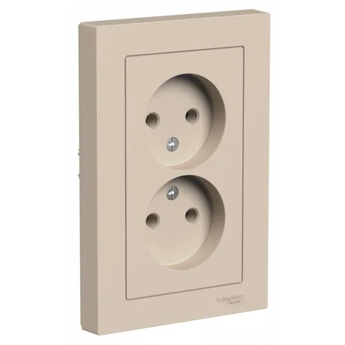Розетка 2-м. AtlasDesign 16А без заземл. в сборе песочн. SE ATN001220