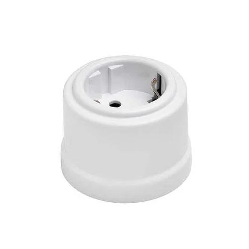 Розетка 1-м ОП Лизетта 16А IP20 ретро с заземл. керамика бел. Bironi B1-101-01