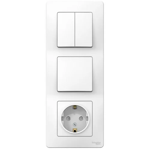 Блок СП Blanca (розетка с заземл. защ. шторки 16А 250В + 1-кл. выкл. + 2-кл. выкл.) бел. SE BLNBS101