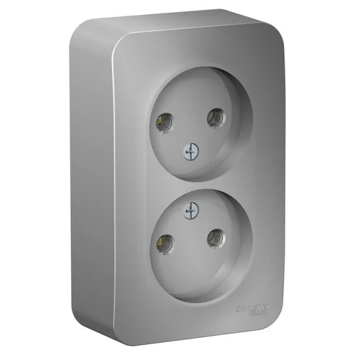 Розетка 2-м ОП Blanca 16А IP20 250В без заземл. без защ. шторок с изолир. пластиной алюм. SE BLNRA00 Розетка 2-м ОП Blanca 16А IP20 250В без заземл. без защ. шторок с изолир. пластиной алюм. SE BLNRA00