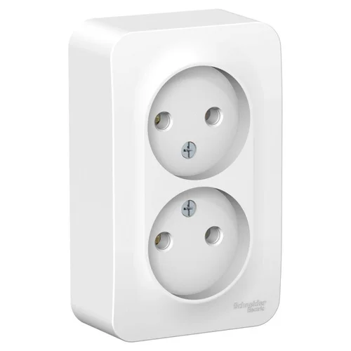 Розетка 2-м ОП Blanca 16А IP20 250В без заземл. без защ. шторок с металлич. пластиной бел. SE BLNRA0