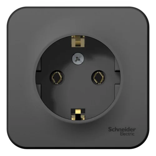 Розетка 1-м ОП Blanca 16А IP20 250В с заземл. без защ. шторок с изолир. пластиной антрацит SE BLNRA0