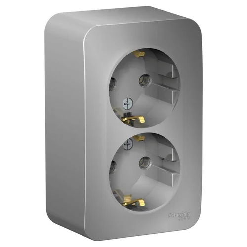 Розетка 2-м ОП Blanca 16А IP20 250В с заземл. без защ. шторок с изолир. пластиной алюм. SE BLNRA0102 Розетка 2-м ОП Blanca 16А IP20 250В с заземл. без защ. шторок с изолир. пластиной алюм. SE BLNRA0102