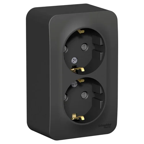 Розетка 2-м ОП Blanca 16А IP20 250В с заземл. защ. шторки с изолир. пластиной антрацит SE BLNRA01121 Розетка 2-м ОП Blanca 16А IP20 250В с заземл. защ. шторки с изолир. пластиной антрацит SE BLNRA01121