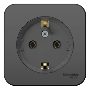 Розетка 1-м ОП Blanca 16А IP20 250В с заземл. без защ. шторок с изолир. пластиной (компакт) антрацит