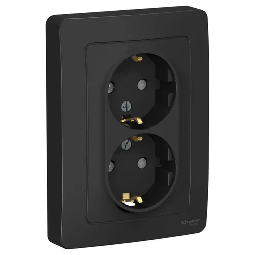 Розетка 2-м СП Blanca 16А IP20 250В с заземл. защ. шторки антрацит SE BLNRS001126 Розетка 2-м СП Blanca 16А IP20 250В с заземл. защ. шторки антрацит SE BLNRS001126