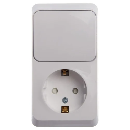 Блок ОП Этюд (1-м розетка с заземл. защ. шторки + 1-кл. выкл.) бел. SE BPA16-201B