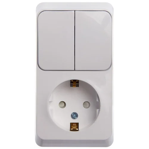 Блок ОП Этюд (1-м розетка с заземл. защ. шторки + 2-кл. выкл.) бел. SE BPA16-202B