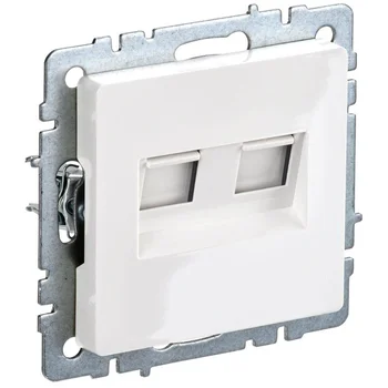 Розетка компьютерная двойная СП RJ45 кат.5E BRITE РК10-2-БрБ бел. IEK BR-K20-1-K01 Розетка компьютерная двойная СП RJ45 кат.5E BRITE РК10-2-БрБ бел. IEK BR-K20-1-K01