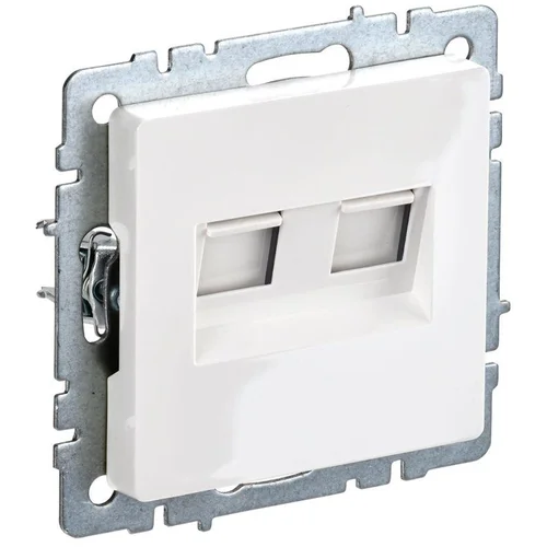 Розетка компьютерная двойная СП RJ45 кат.5E BRITE РК10-2-БрБ бел. IEK BR-K20-1-K01