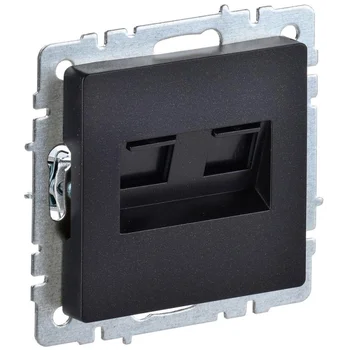 Розетка компьютерная двойная СП RJ45 кат.5E BRITE РК10-2-БрЧ черн. IEK BR-K20-1-K02 Розетка компьютерная двойная СП RJ45 кат.5E BRITE РК10-2-БрЧ черн. IEK BR-K20-1-K02