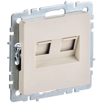 Розетка компьютерная двойная СП RJ45 кат.5E BRITE РК10-2-БрКр беж. IEK BR-K20-1-K10 Розетка компьютерная двойная СП RJ45 кат.5E BRITE РК10-2-БрКр беж. IEK BR-K20-1-K10