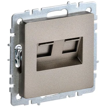 Розетка компьютерная двойная СП RJ45 кат.5E BRITE РК10-2-БрШ шампань IEK BR-K20-1-K37 Розетка компьютерная двойная СП RJ45 кат.5E BRITE РК10-2-БрШ шампань IEK BR-K20-1-K37