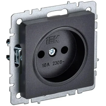 Розетка BRITE РС10-1-0-БрЧ 10А без заземл. без защ. шторок черн. IEK BR-R10-10-K02