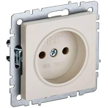 Розетка BRITE РС10-1-0-БрКр 10А без заземл. без защ. шторок беж. IEK BR-R10-10-K10