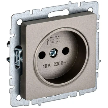 Розетка BRITE РС10-1-0-БрШ 10А без заземл. без защ. шторок шампань IEK BR-R10-10-K37