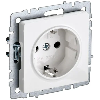Розетка BRITE РС11-1-0-БрБ 16А с заземл. без защ. шторки бел. IEK BR-R11-16-K01