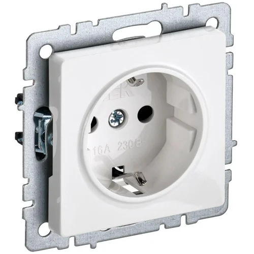 Розетка BRITE РС11-1-0-БрБ 16А с заземл. без защ. шторки бел. IEK BR-R11-16-K01